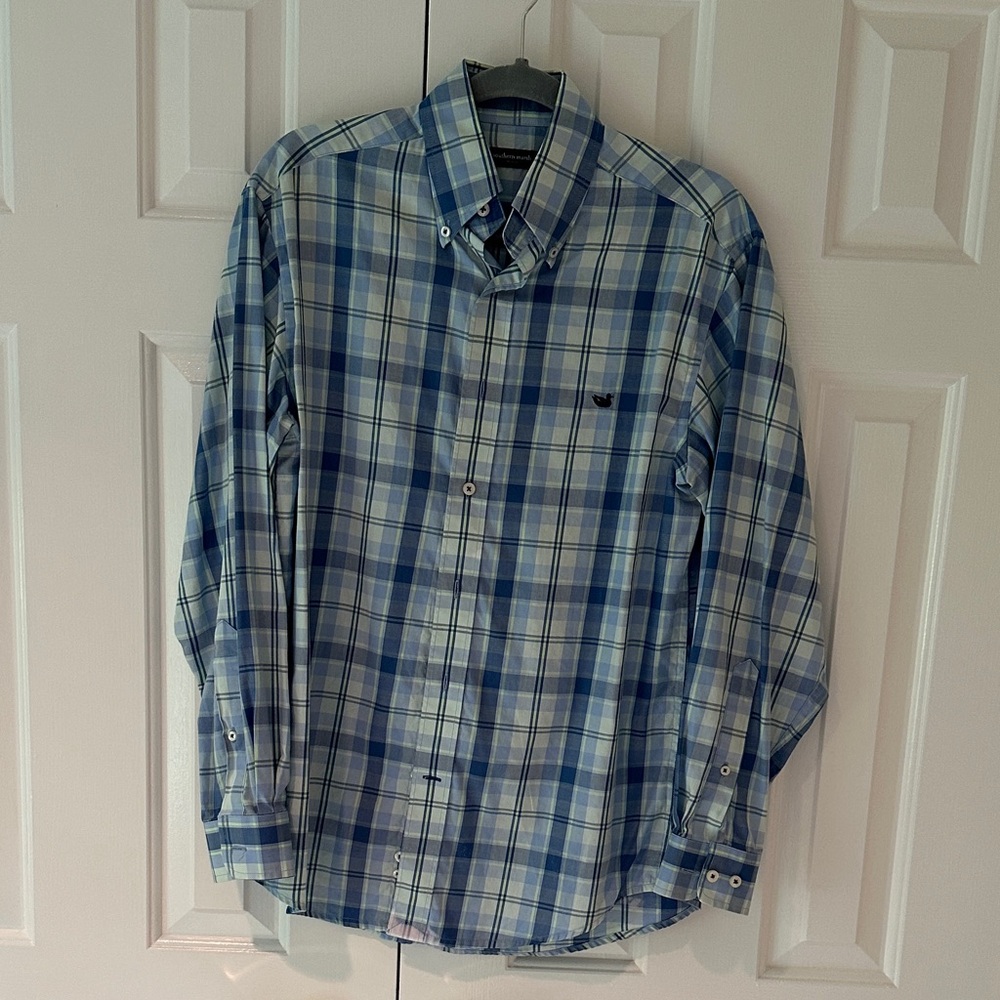 Southern Marsh Light Blue Plaid Button Down Shirt